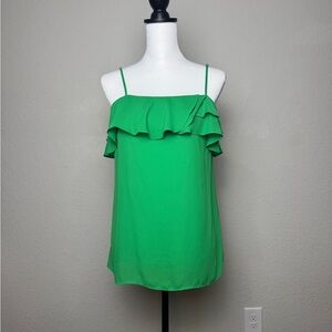 Gianni Bini Green Ruffle Strap Top